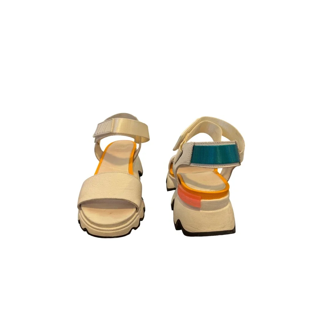 Sorel Kinetic Sandal Sea Salt White Orange Teal Platform Womens 9.5
